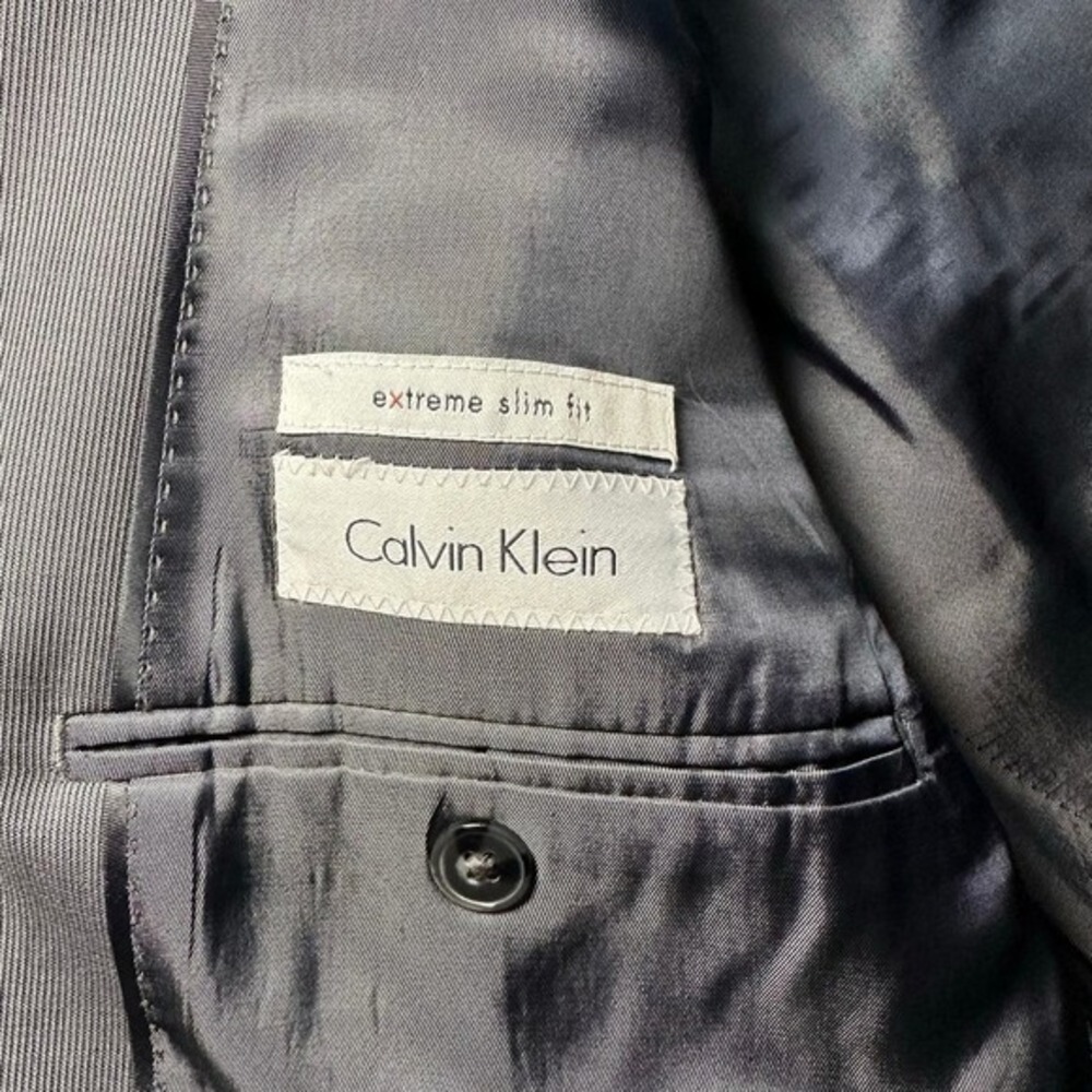 Calvin Klein 100% Wool Blazer Size 42R Gray Extreme Slim Fit 2 Button Sport Coat - Picture 13 of 15